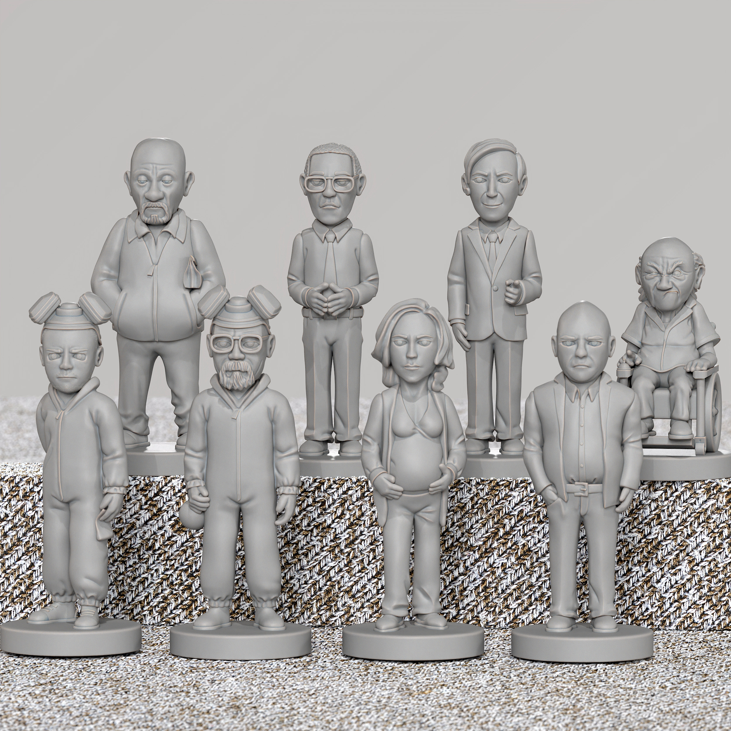 Breaking Bad 8 characters pack for 3D print stl model figurine 3D print model_2