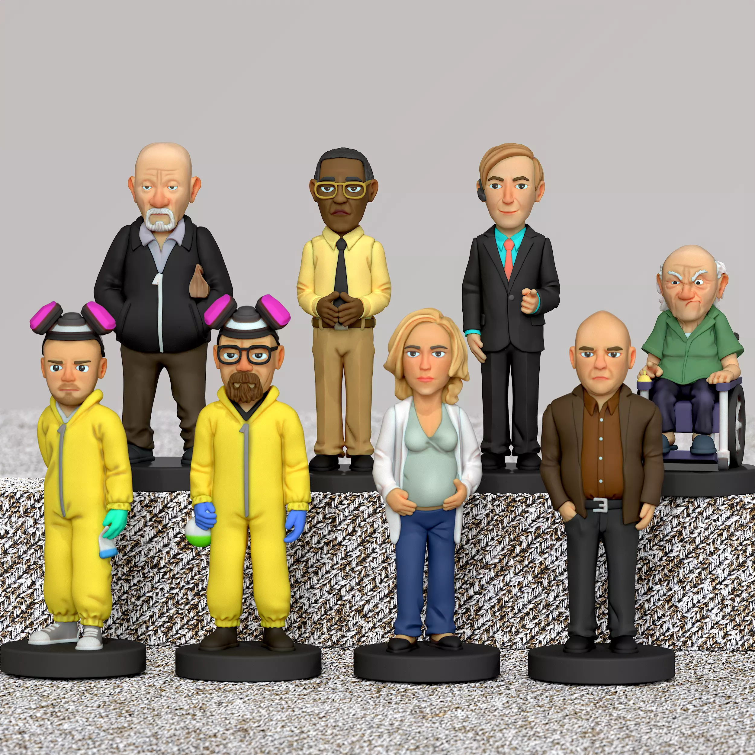 Breaking Bad 8 characters pack for 3D print stl model figurine 3D print model_0