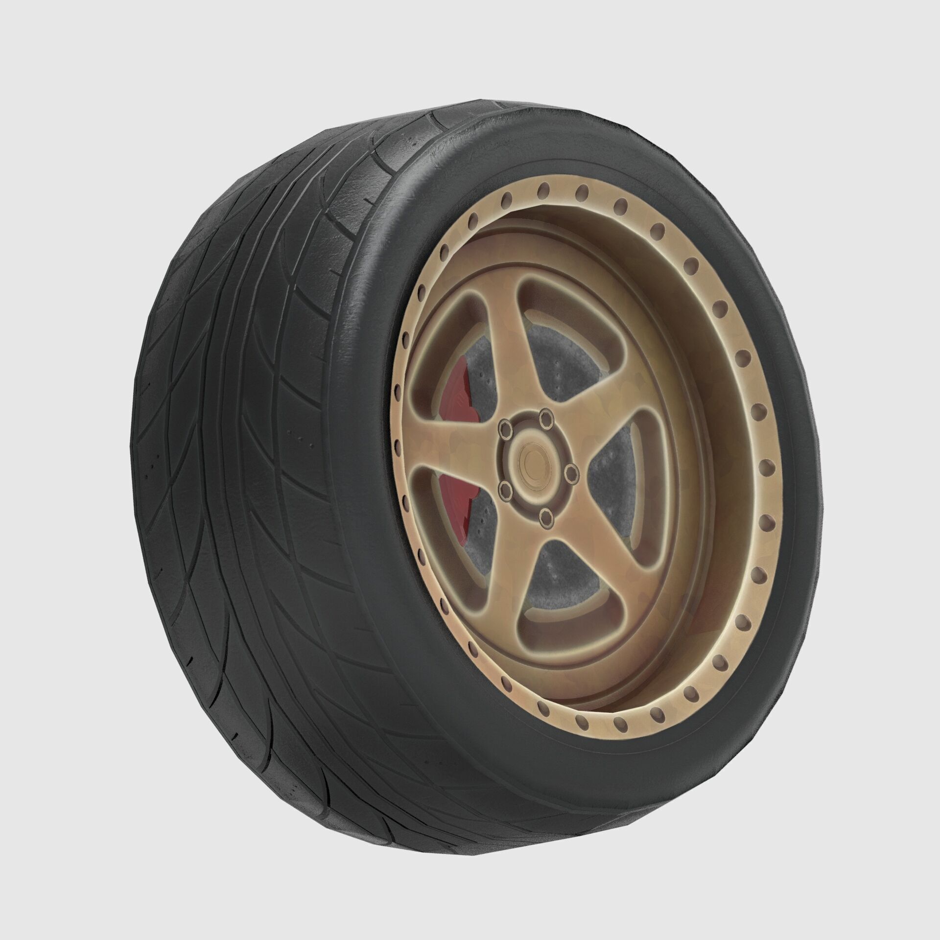 High-Performance Car Wheel Assembly Low-poly 3D model_5