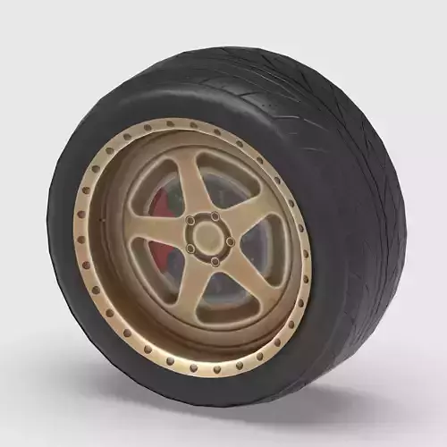 High-Performance Car Wheel Assembly Low-poly 3D model