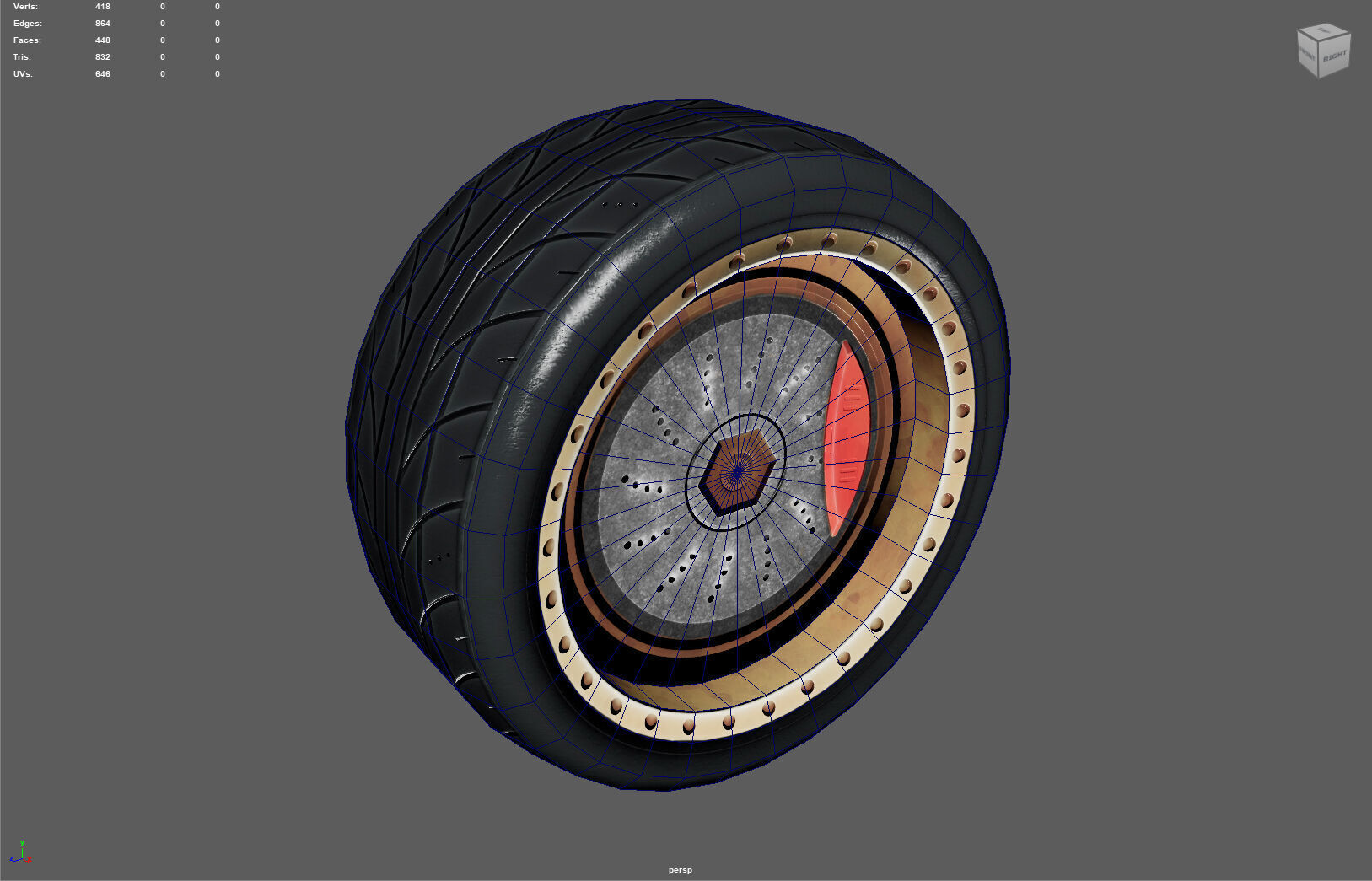 High-Performance Car Wheel Assembly Low-poly 3D model_13