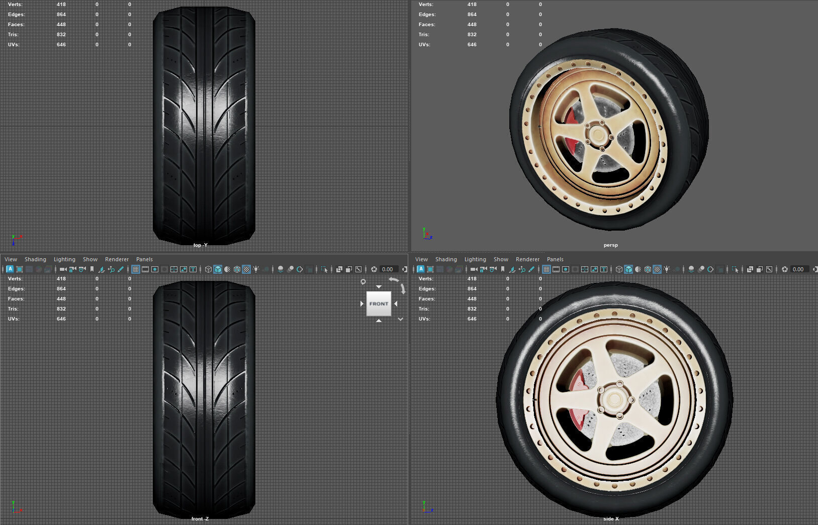 High-Performance Car Wheel Assembly Low-poly 3D model_10