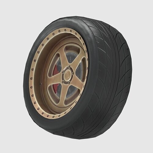 High-Performance Car Wheel Assembly Low-poly 3D model 2