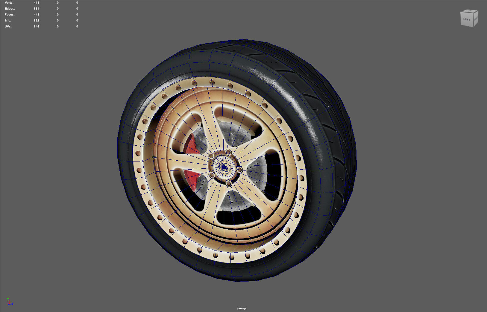 High-Performance Car Wheel Assembly Low-poly 3D model_9