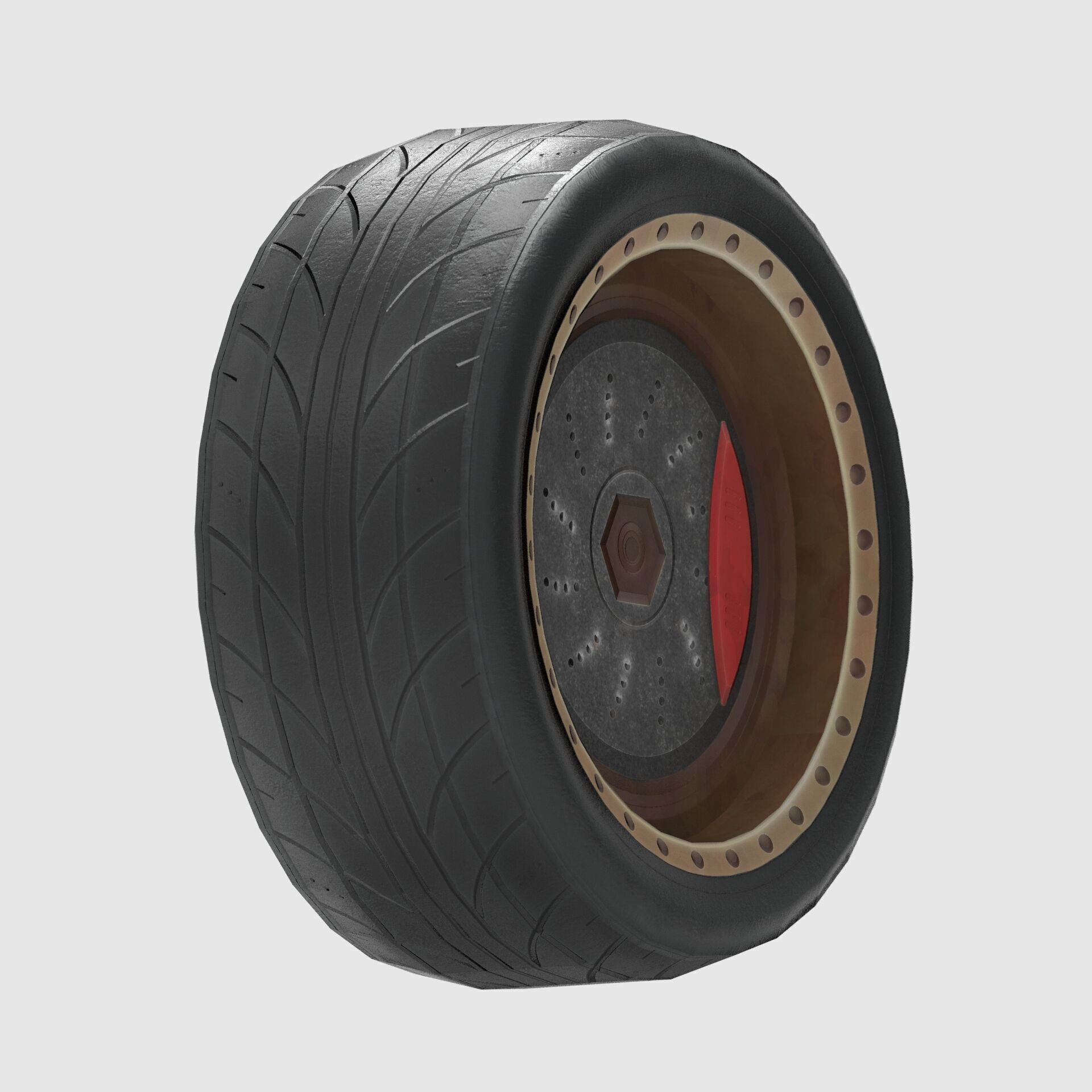 High-Performance Car Wheel Assembly Low-poly 3D model_3