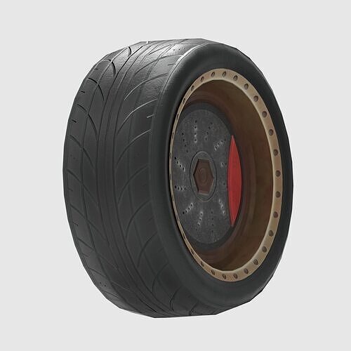 High-Performance Car Wheel Assembly Low-poly 3D model 3