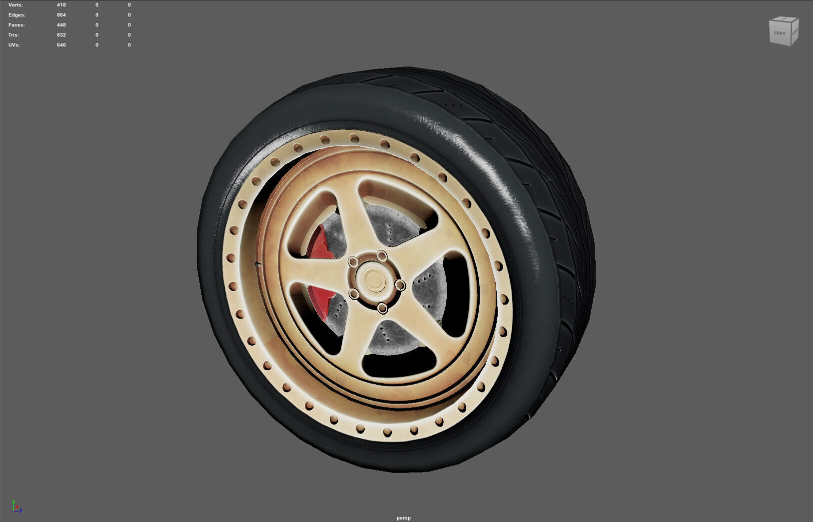 High-Performance Car Wheel Assembly Low-poly 3D model_6