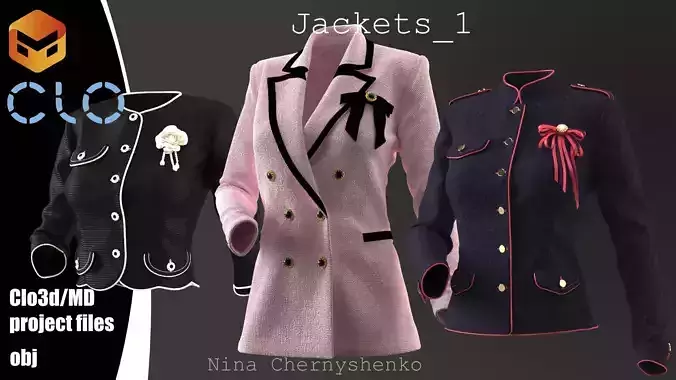 Jackets 1 - Marvelous Designer project and OBJ