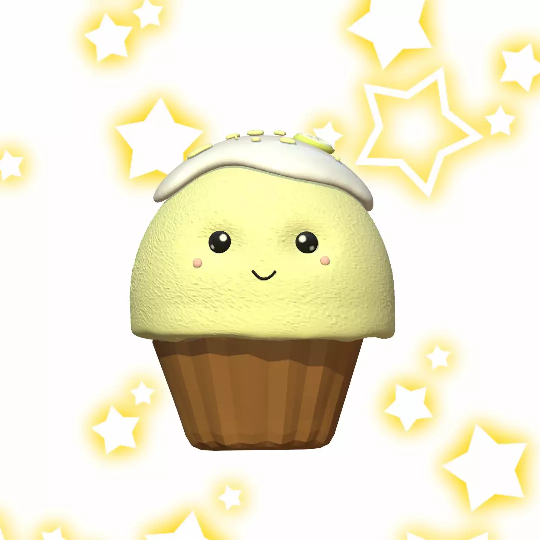 A cute cupcake 3d model Low-poly 3D model