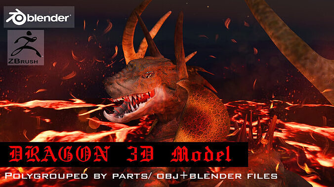 Lava Dragon-Environment Developed Creature 3D model