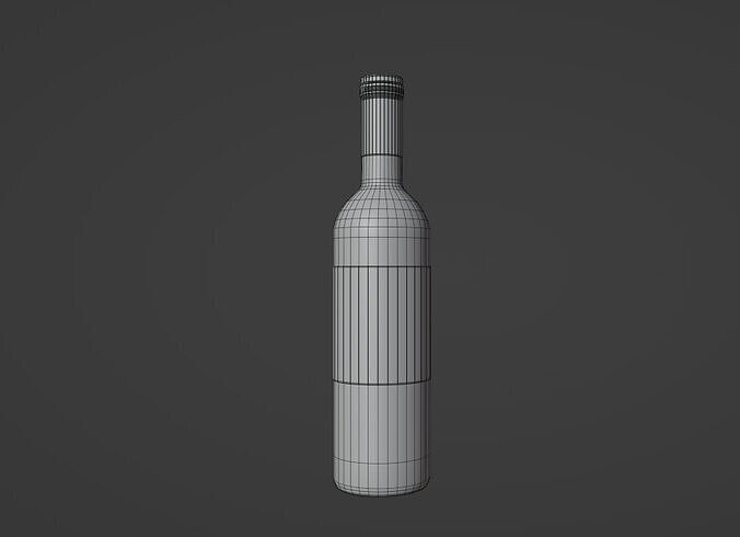 Wine Bottle Low-poly 3D model 4