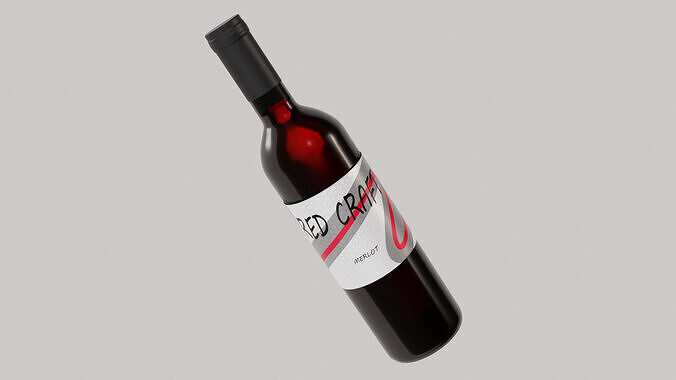 Wine Bottle Low-poly 3D model 2