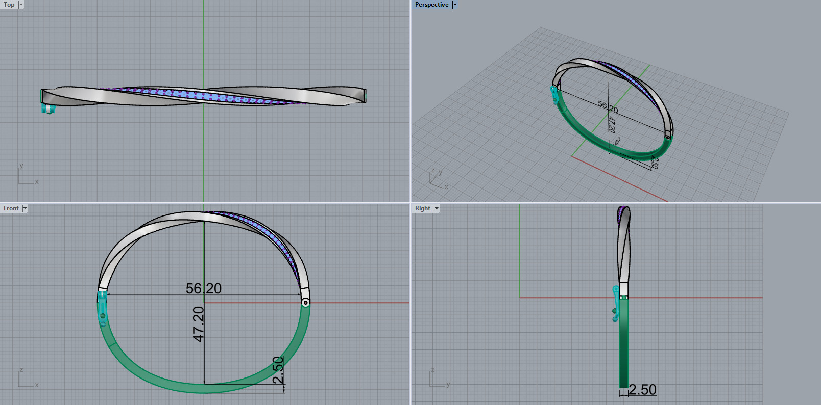 Twisted bracelet model 1317 3D print model_3