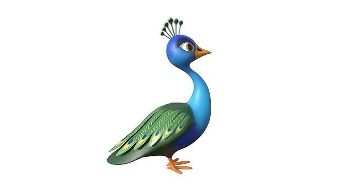Cartoon Peacock Low-poly 3D model