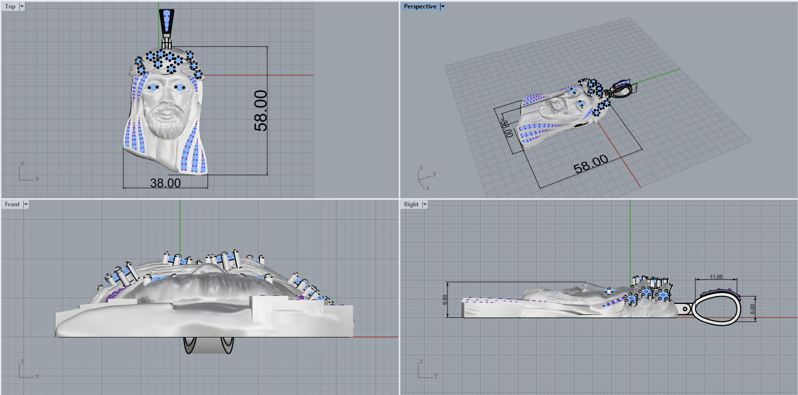Jesus pendant model 1142 3D print model_4