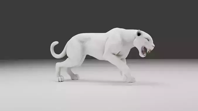 White Panther Realistic 3D Creature Model