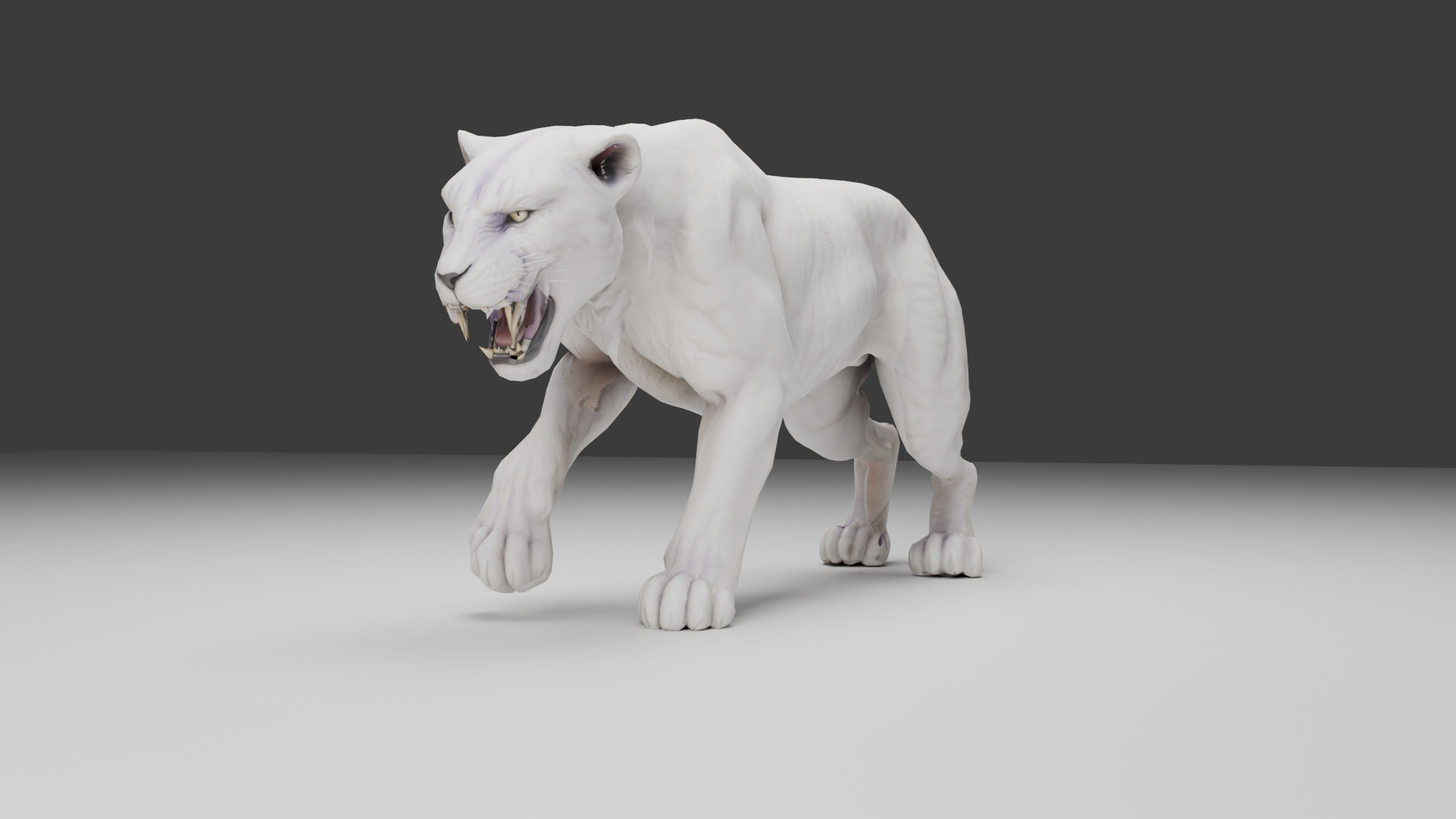 White Panther Realistic 3D Creature Model Low-poly 3D model_1