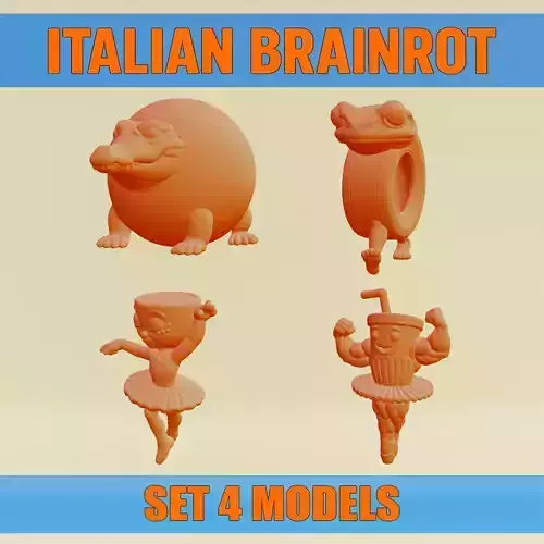 Italian brainrot Characters Printable v2 3D Model Collection