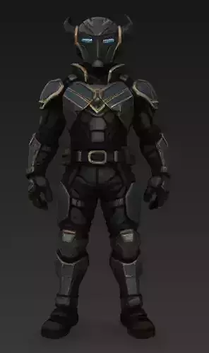 Futuristic Armored Sci-Fi Soldier with Helmet