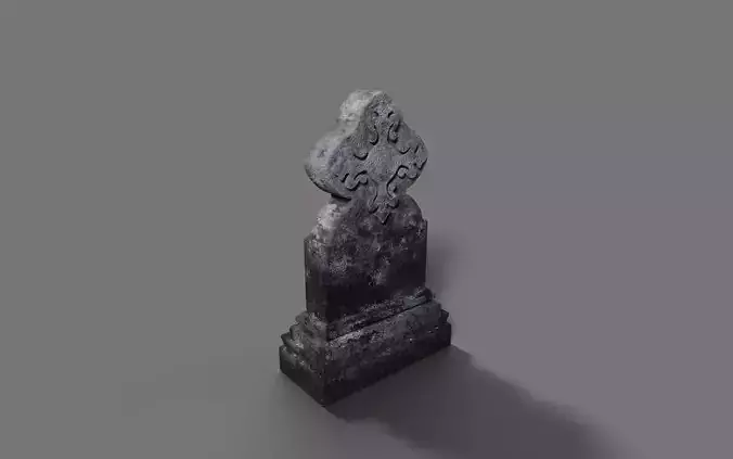 Worn Tombstone With Cross Design