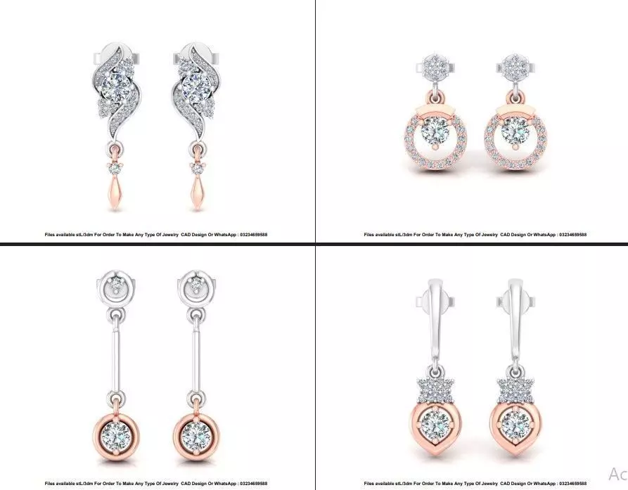 39 Solitaire earing pack 3DM STL 3D print model_0