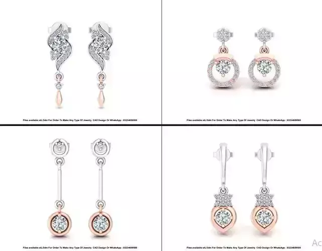 39 Solitaire earing pack 3DM STL 3D print model 39 Solitaire earing pack 3DM STL 3D print model