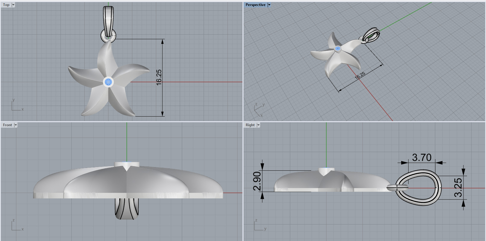 Lightweight starfish pendant model  1202 3D print model_3