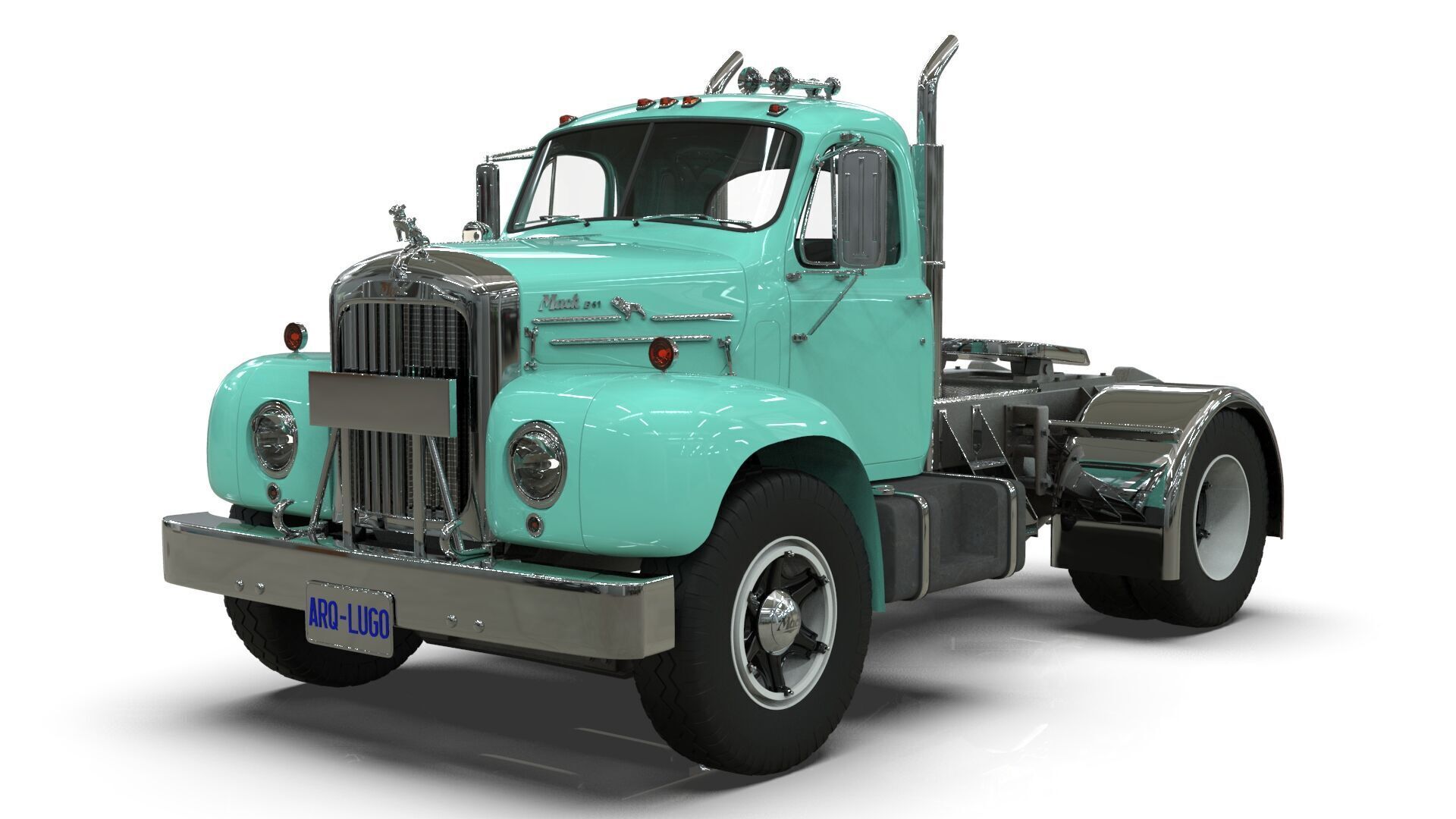 1958 Mack B61 Semi-Trailer 3D model_0