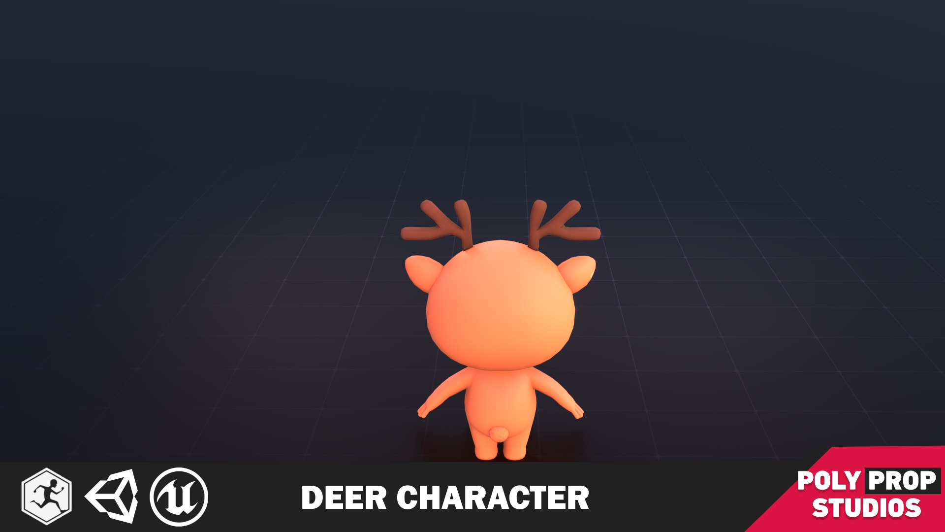 Funny Deer Character Low Poly Low-poly 3D model_6