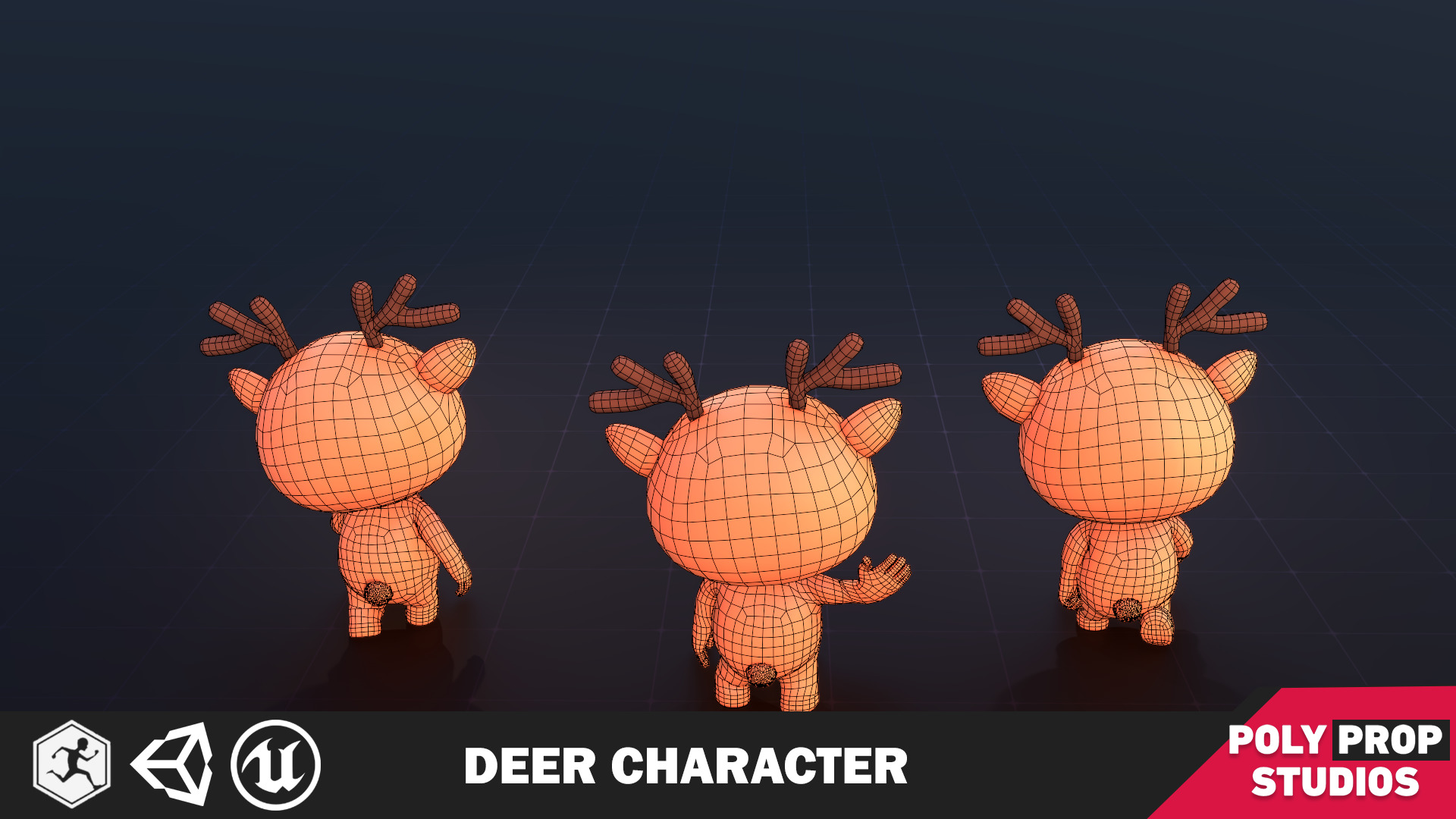 Funny Deer Character Low Poly Low-poly 3D model_3
