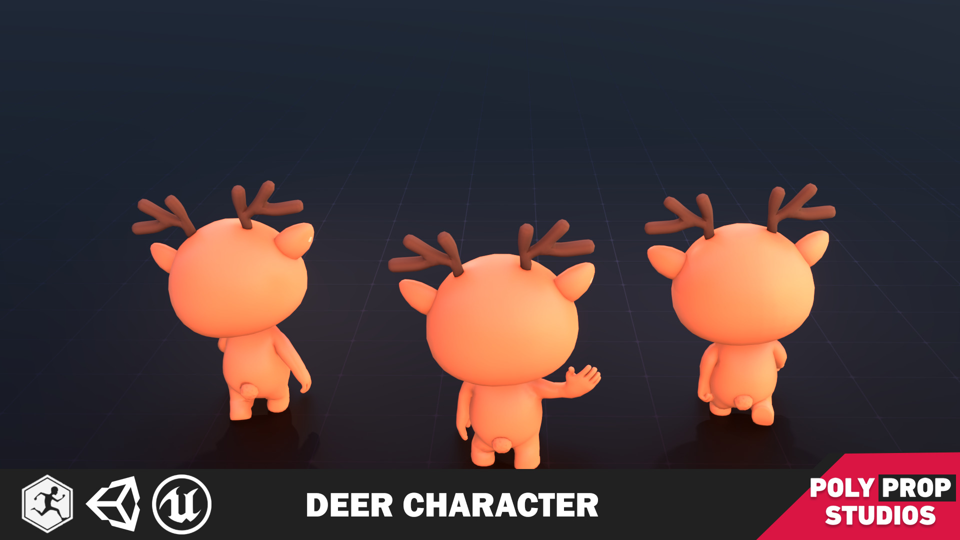 Funny Deer Character Low Poly Low-poly 3D model_2