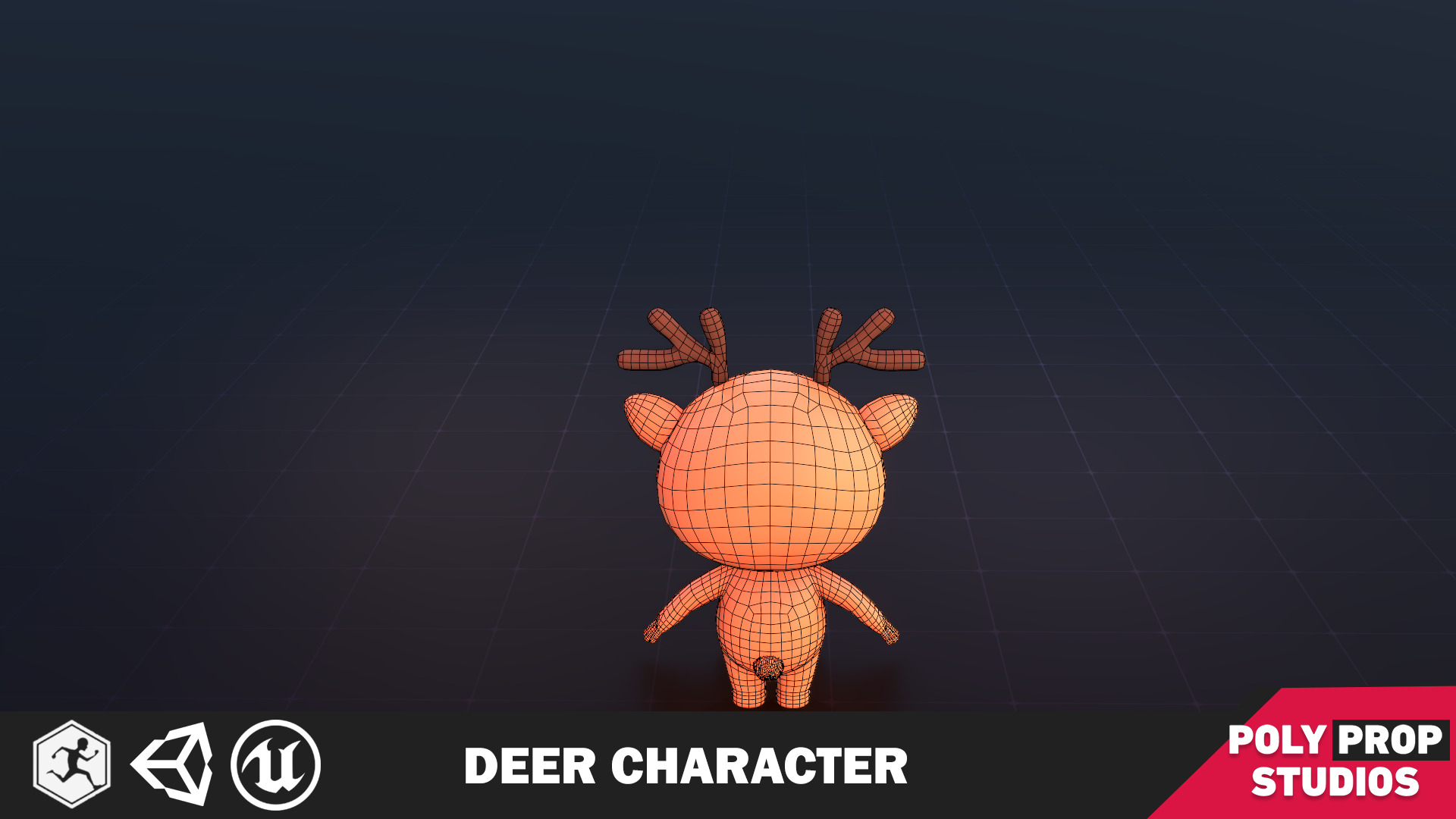 Funny Deer Character Low Poly Low-poly 3D model_7