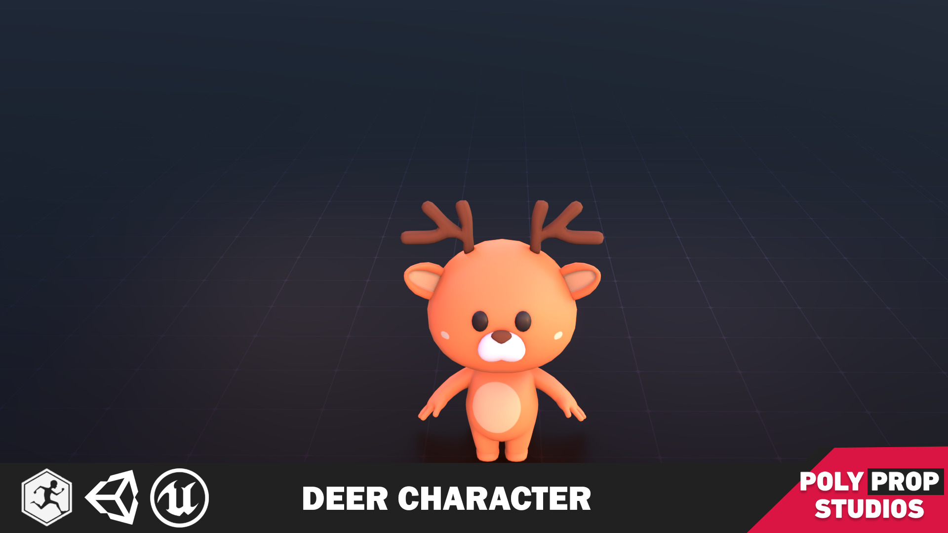 Funny Deer Character Low Poly Low-poly 3D model_4