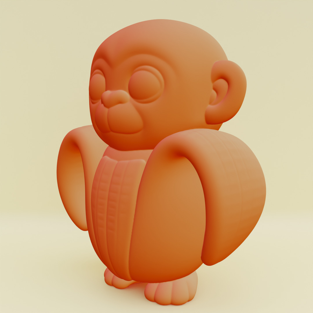 Baby Chimpanzini Bananini Italian brainrot  Printable 3D print model_3