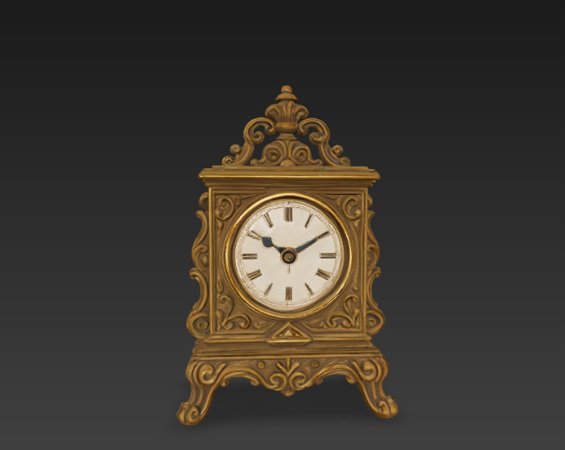 Antique Retro Table Clock 3D model_4