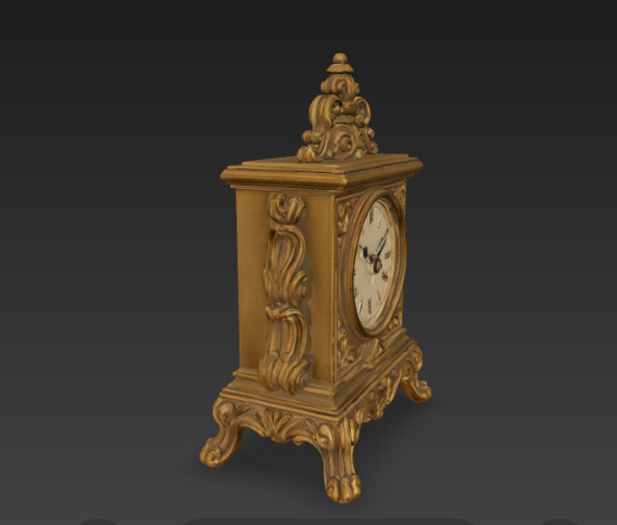 Antique Retro Table Clock 3D model_2