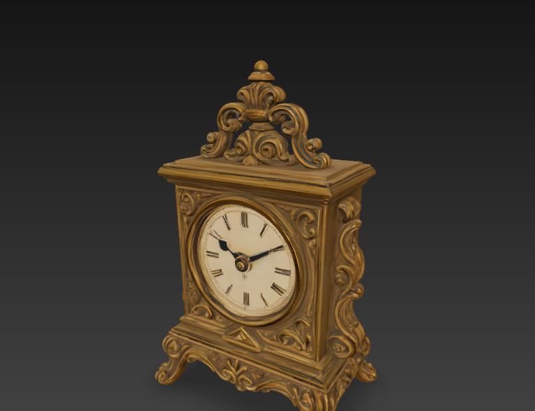 Antique Retro Table Clock 3D model_3
