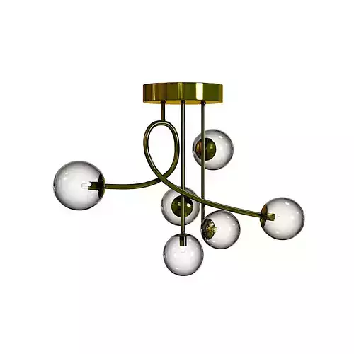 Glass Sputnik Chandelier Lighting Gold 6-Light Low-poly 3D model