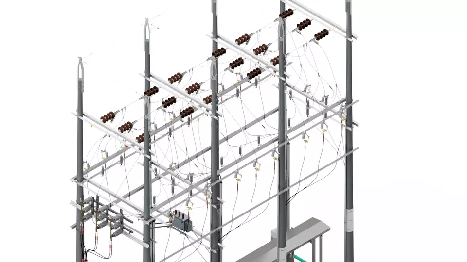 Subestacion Low-poly 3D model_0