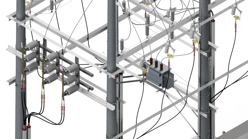 Subestacion Low-poly 3D model_4