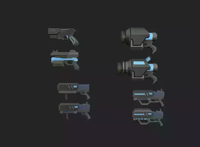 Low Poly Sci-Fi Gun Pack  8 Stylized Weapons