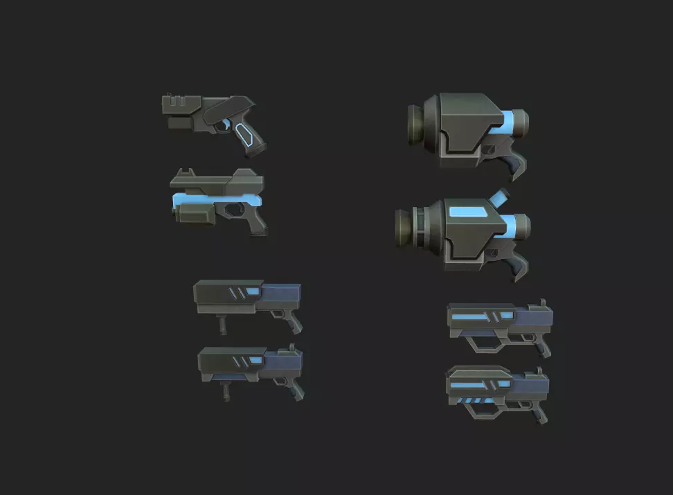 Low Poly Sci-Fi Gun Pack 8 Stylized Weapons Low-poly 3D model