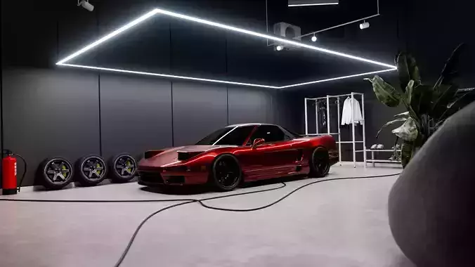 Highpoly Honda NSX Custom Design - Japanese Garage Scene 