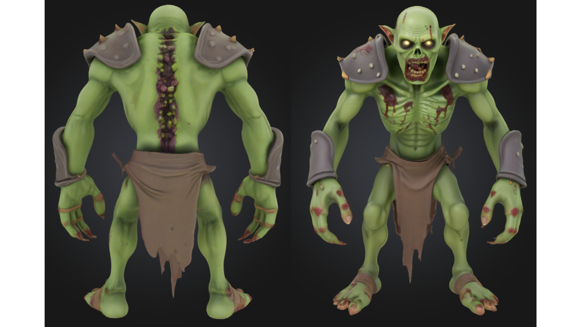 Stylized Zombie Enemy Character Low-poly 3D model_1