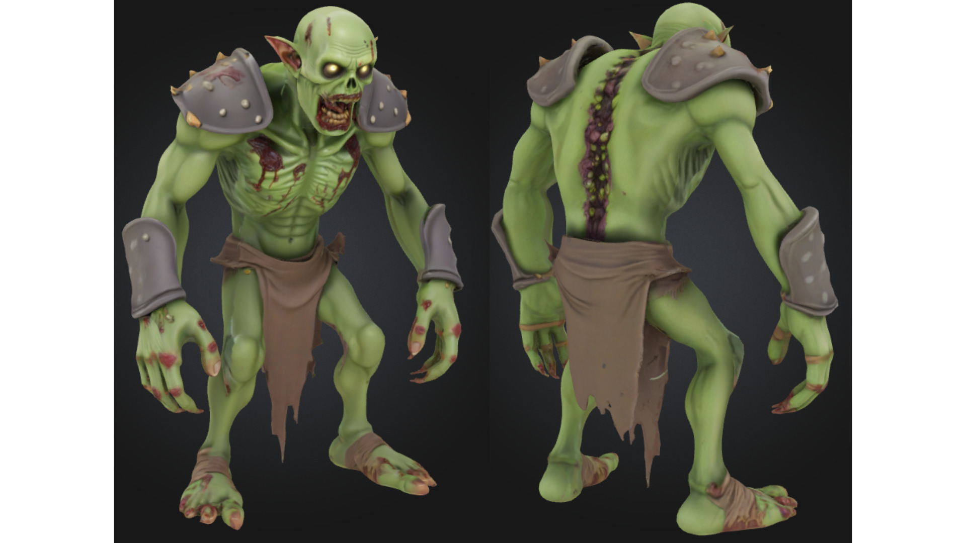 Stylized Zombie Enemy Character Low-poly 3D model_2