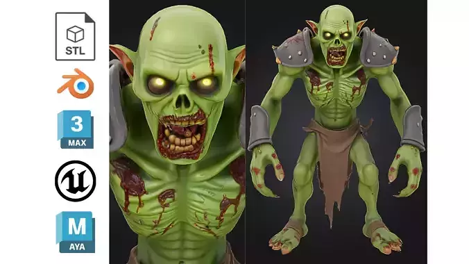 Stylized Zombie Enemy Character Low-poly 3D model