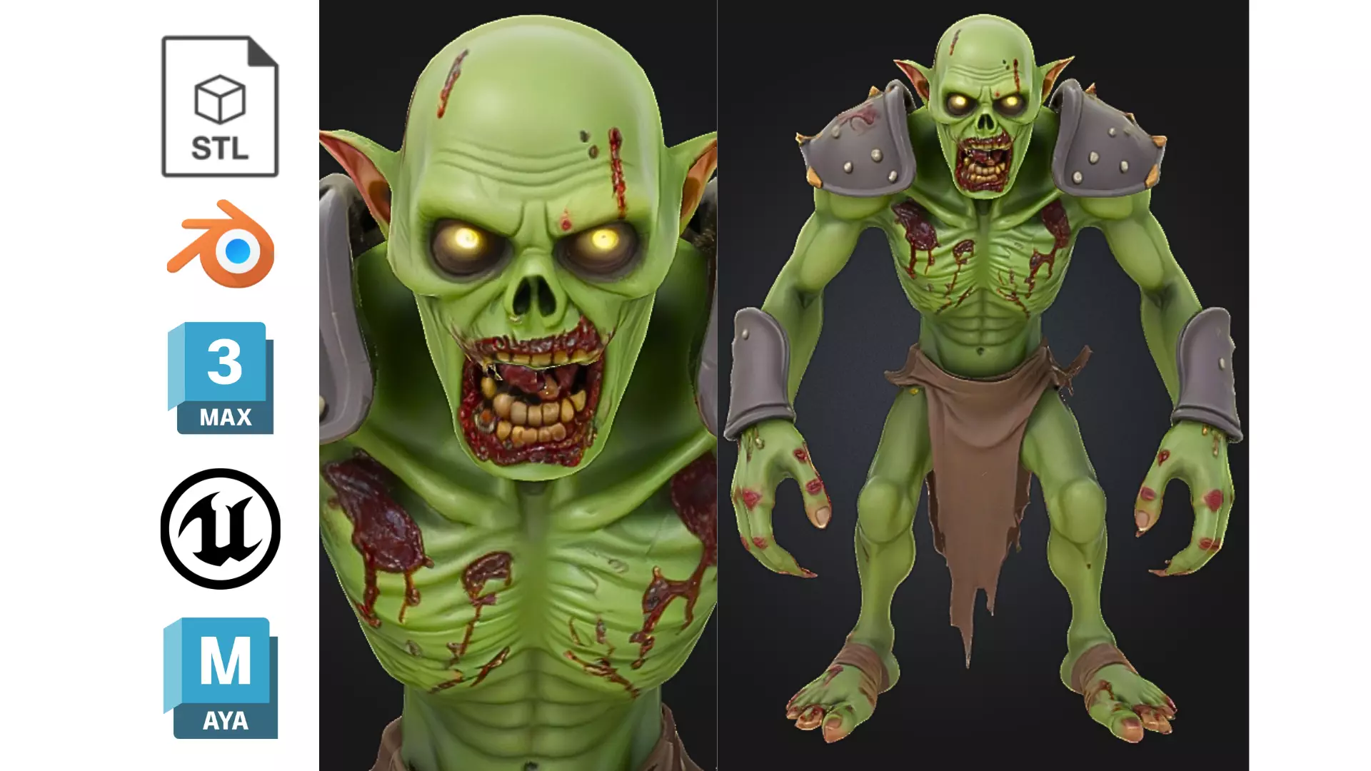 Stylized Zombie Enemy Character Low-poly 3D model_0