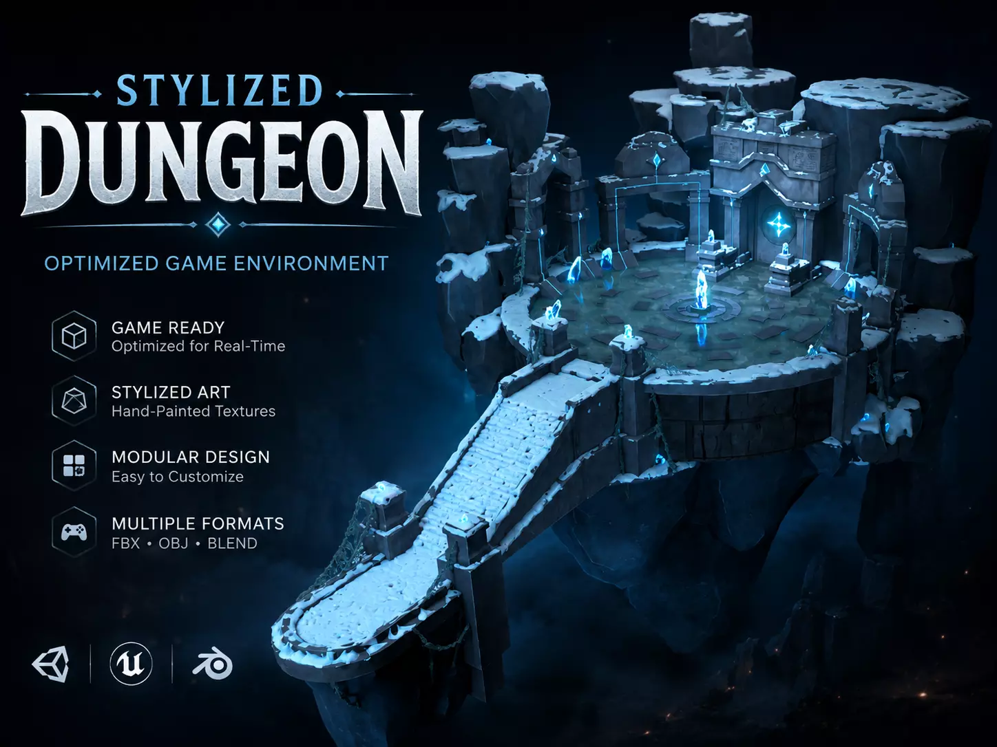 Optimized Game Environment - Stylized Dungeon 3D model
