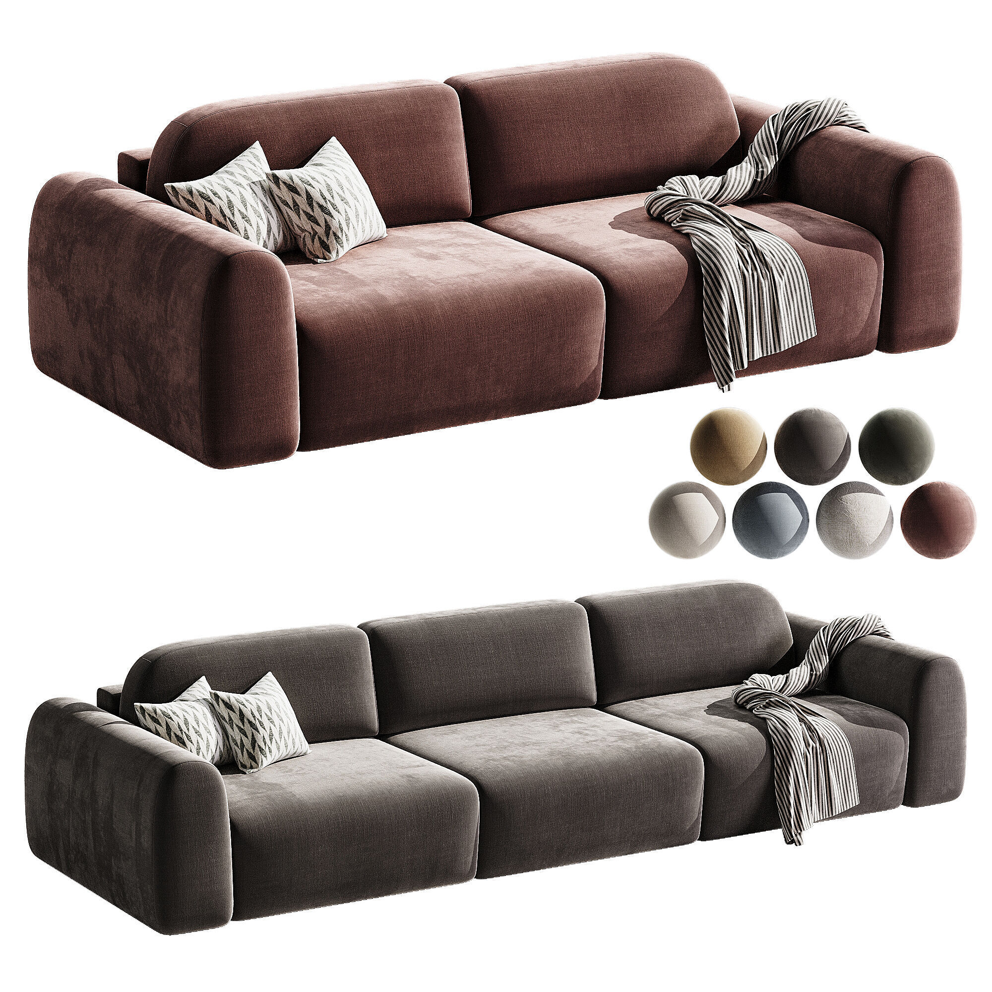 Sofa Straight Lilt 2 raund 3D model_0
