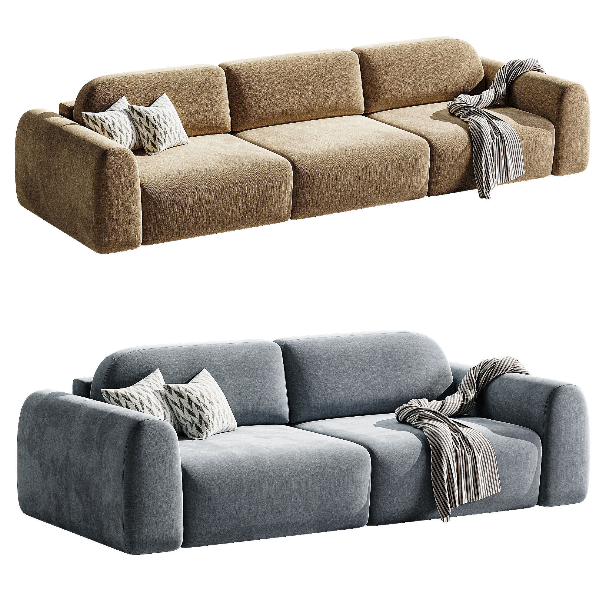 Sofa Straight Lilt 2 raund 3D model_2